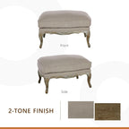 Lexicon Parlier Show Wood Ottoman - Rectangle Ottoman Pouf Foot Rest, Floral Motif, Solid Wood Frame, Feathered Down Filled Cushion, Fully Assembled, 32" L x 25.5" W x 20.5" H, Neutral