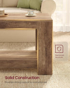 VASAGLE Coffee Table, 2-Tier Center Table with Rustic Charm and Clean Lines