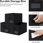 GRANNY SAYS Storage Bins, Storage Baskets for Shelves, Fabric Storage Bin for Clothes, Closet Organization Bin, Collapsible Storage Bins with Handles, Decorative Storage Box, Black, Jumbo, 3-Pack