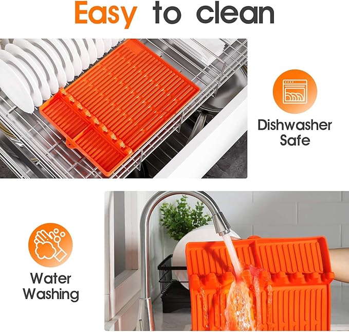 Silicone Griddle Tool Mat for Blackstone, 16"x11.5" Easy to Clean Heat Resistant Non-Stick Antislip Spatula Mat for Outdoor Grill BBQ Cooking Kitchen Counter (Orange)