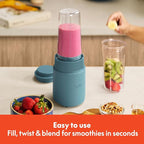 bella 6 Pcs Portable Rocket Blender, Juicer & Smoothie Maker, Press & Twist Design, EverGood™ & BPA Free Dishwasher Safe Parts, 4 Tip Stainless Steel Blade, Cord Wrap, 240 Watt Motor, Surf