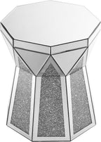 Mirrored End Tables with Polygonal Shaped,Mirrored Sofa Bedside Table Accent Table,Smooth Mirror Finish for Bedroom,Living Room