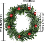 Lystaii 10pcs Christmas Candle Rings Red Artificial Berry Candle Rings with Grass Mini Christmas Wreath for Pillar Candle Christmas Holiday Table Decorations Rustic Wedding Table Centerpiece (Medium)