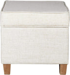 Homepop Home Decor | K7342-F2067 | Classic Square Storage Ottoman with Lift Off Lid | Ottoman with Storage for Living Room & Bedroom, Cream Woven