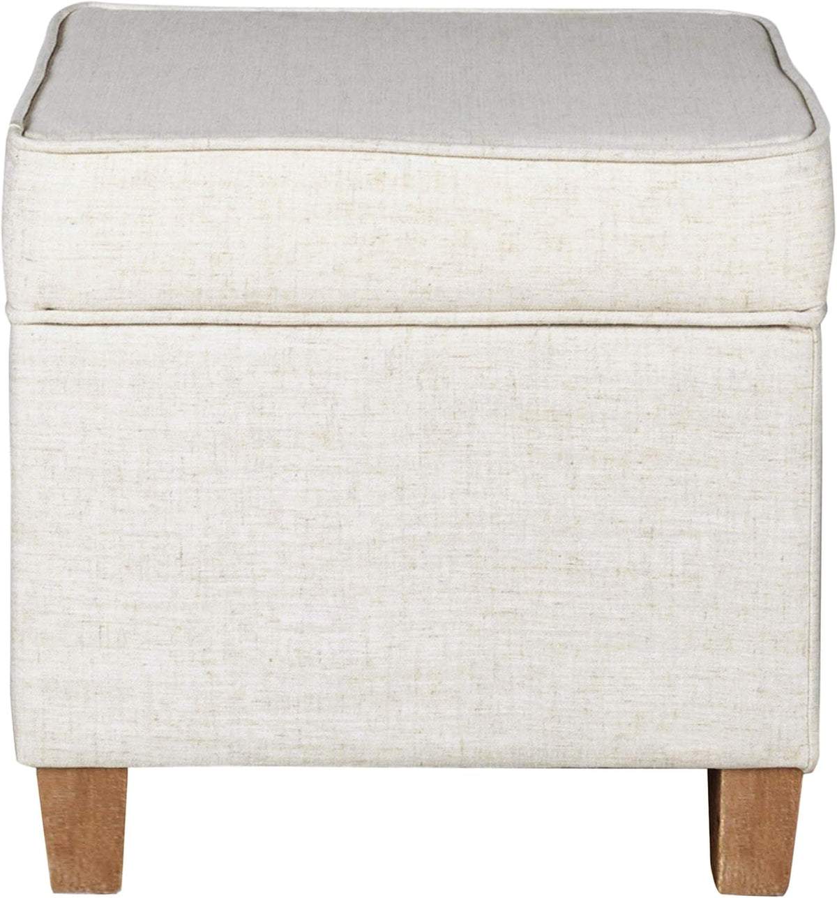 Homepop Home Decor | K7342-F2067 | Classic Square Storage Ottoman with Lift Off Lid | Ottoman with Storage for Living Room & Bedroom, Cream Woven
