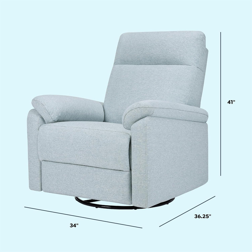 Davinci Suzy Electronic Swivel Recliner with USB Port in Heathered Blue, GREENGUARD Gold & CertiPUR-US® Certified