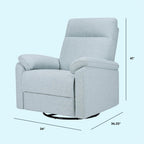 Davinci Suzy Electronic Swivel Recliner with USB Port in Heathered Blue, GREENGUARD Gold & CertiPUR-US® Certified