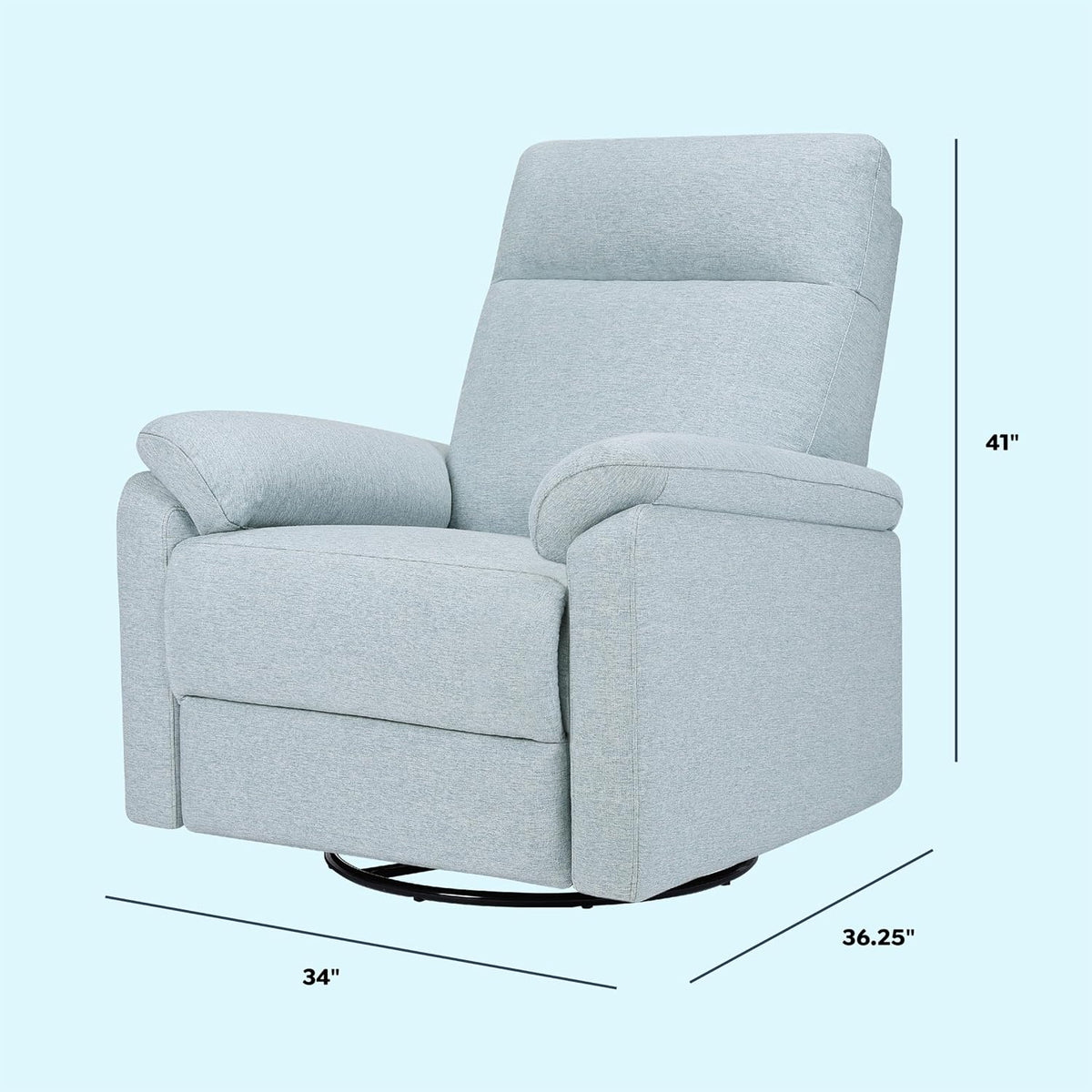 Davinci Suzy Electronic Swivel Recliner with USB Port in Heathered Blue, GREENGUARD Gold & CertiPUR-US® Certified