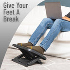 Mind Reader Adjustable Foot Rest with Elastomer Pad for Comfort and Support, Ergonomic Foot Platform, Height Adjustable, Black