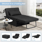 Ainfox Convertible Sofa Bed, 4 in 1 Multi-Function Folding Ottoman Bed with Adjustable Backrest, Modern Futon Couch No Assembly for Living Room Apartment Office Small Space (Black)