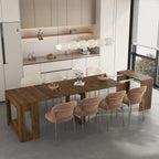 Extendable Dining Room Table for 1-10, 29.9"-108.7" Modern Farmhouse Wooden Long Large Rectangular Expanding Conference Kitchen Table for Party Weddings Meetings, Walnut