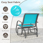 Giantex Swing Glider Chair W/Study Metal Frame Comfortable Patio Chair Love-Seat for Garden, Porch, Backyard, Poolside, Lawn Outdoor Rocking Chair (1, Turquoise)