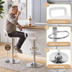 NOBPEINT NOB Contemporary Chrome Air Lift Adjustable Swivel Bar Stool (6 Pieces, White)