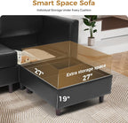 ABCASA Sofa Modular Sectional Faux Leather Sectional Sofa Module Black