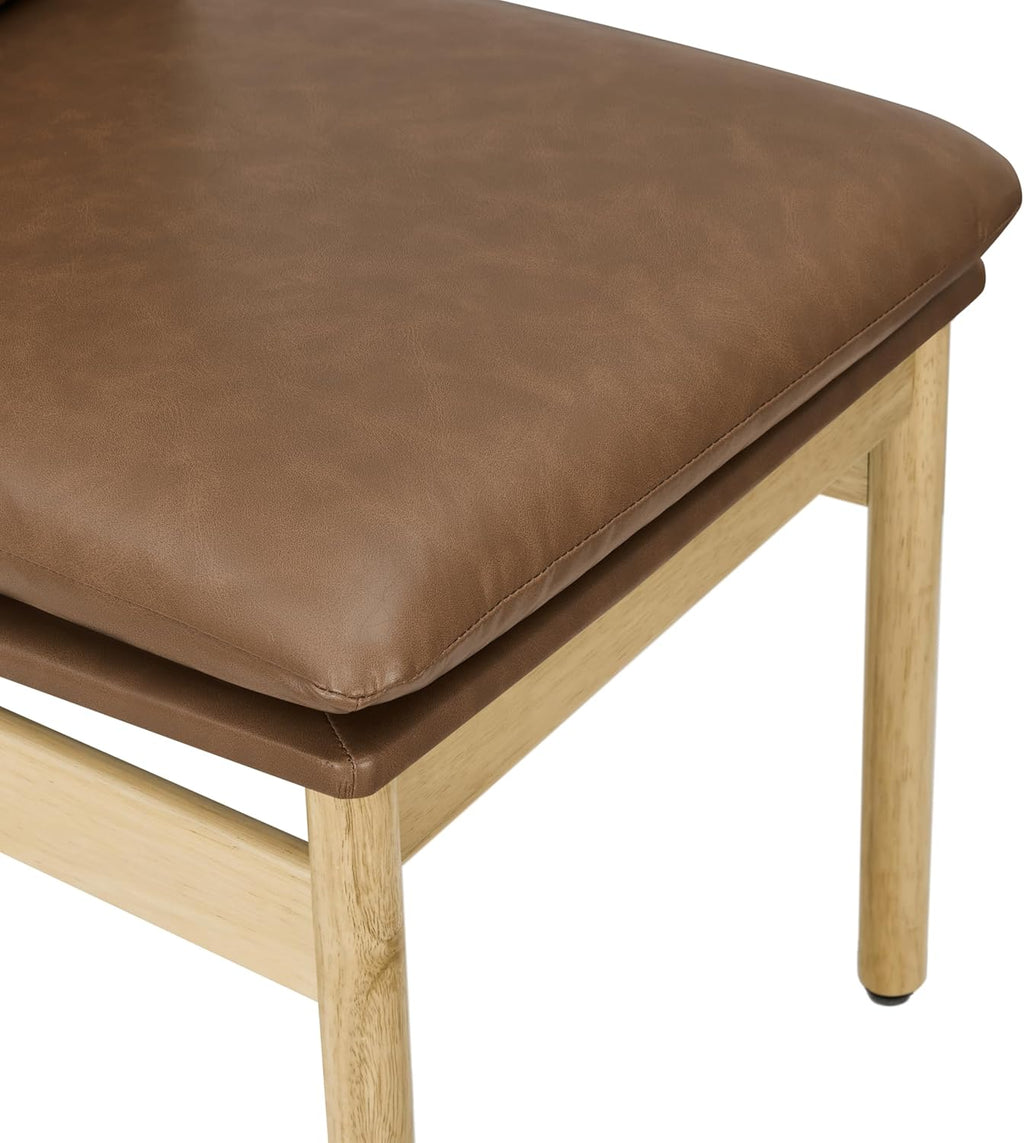 CHITA Dining Chairs Set of 2, Mid Century Modern Upholstered Kitchen Chairs with FSC-Certified Rubberwood Legs & Padded Seats,Saddle Brown