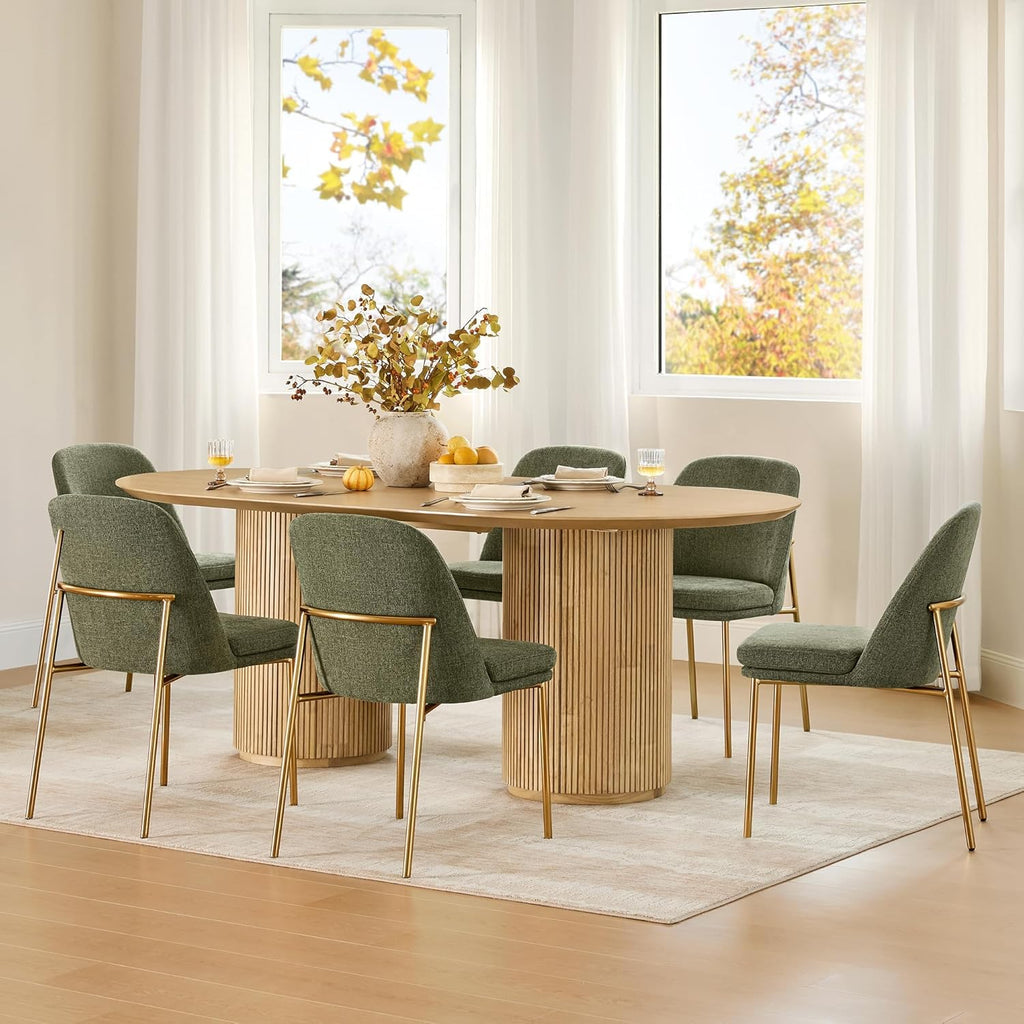 CHITA Modern Dining Chairs Set of 6, FSC Certified Metal Dining Chair for Dining Room, Moss Green