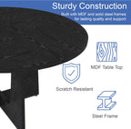 Round Farmhouse Dining Room Table for 6, 47" MDF Circle Kitchen Table with Wood Grain Finish, Wooden Kitchen and Dining Table for Dining Room, Kitchen, Living Room, Black