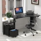 SHW Box File Rolling Mobile Cabinet with Lockable Drawer, Black | Open Shelf for easy access