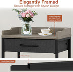 Tall Side Table with Drawer and Shelves, Narrow End Table with Optional Wheels, 4-Tier Small Side Table, 30" High for Living Room, Bedroom, Bathroom, Black & Grey