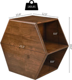 PADMA HOUSE Solid Wood Small End Table, Fully Assembled Hexagon Sofa Side Table with Ample Storage Space, Pre-Assembled Nightstand Slim Bedside Table for Small Spaces