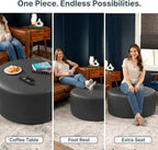Jaxx Candler Round Couch Ottoman – Oversized Giant Coffee Table Ottoman - Versatile Firm Foam Construction - Kid Safe with Removable Cover, 44”, Premium Faux Leather, Olive Green