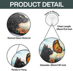 Black Cat Gifts, Cat Memorial Suncatcher Gift for Loss of Cats Butterfly Stained Glass Suncatcher Window Hanging Decor for Garden, Pet Loss Gift Christmas Birthday Sympathy Gifts for Pet Lovers Women
