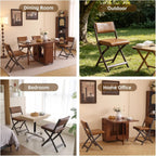 Folding Chairs with Cushion 2 Pack, High-Resilience Foam, Yellowish-brown | 450LBS Capacity, 2-Inch Thick Cushion, 4.7" Folded, Foldable Dining Chairs for Kitchen Dining Room Wedding Office Party