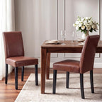 LSSBOUGHT Modern Dining Chair Urban Style Linen Kicthen Chairs with Solid Wood Legs for Dining Room and Restaurant (Brown, Set of 4)