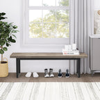 STHOUYN 59” Dining Bench Pair of 2 for 6-8 Person, Farmhouse Indoor Kitchen Table Benches, Bed Bench, Industrial Shoe Bench (Grey 2pcs)