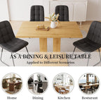 Dining Table Set for 4-6 People, 46 Inch Modern MDF Oak Kitchen Table with 4 Faux Leather Chairs, Rectangular Dining Room Table Set for Home, Small Spaces, Breakfast Nook (Oak Table + 4 Black Chairs)