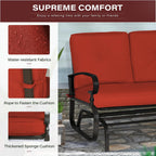 Crownland Outdoor Patio Glider Chair for 2-Person, Red | Wrought Iron Frame with Textilene Seat, Cushioned Loveseat, Smooth Gliding Bench for Porch, Garden, Backyard