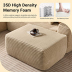 37" Plush Corduroy Ottoman, Upholstered Cloud Ottoman for Couch in A Box, Compressed Memory Foam Footrest No Assembly Require, Beige