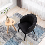 Velvet Dining Chairs Set of 4 Modern Living Room Chairs with Petal Back & Wood Legs Comfy Upholstered Side Chair Accent Chair for Dining Room/Bedroom/Vanity, Black