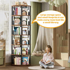 Aheaplus 6 Tier Rotating Bookshelf Tower, Revolving Bookcase, Rustic Brown