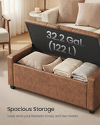 SONGMICS Storage Ottoman,ULOM521KQ01 | Buttons Decoration, Non-Slip Foot Pads, 661.4 lb Load Capacity, Coffee Brown, MACEO Collection ULOM521KQ01