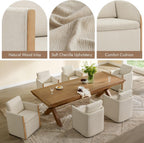 Watson & Whitely Modern Rolling Dining Chair with Casters, Set of 2, Linen | Upholstered Chenille Fabric, Hidden Seat Storage, Wood Arms for Kitchen, Dining Room, Living Room