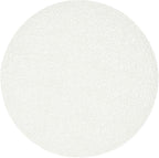 Spatial Order 22" Round Ottoman with Wooden Base - Cream Textural Fabric