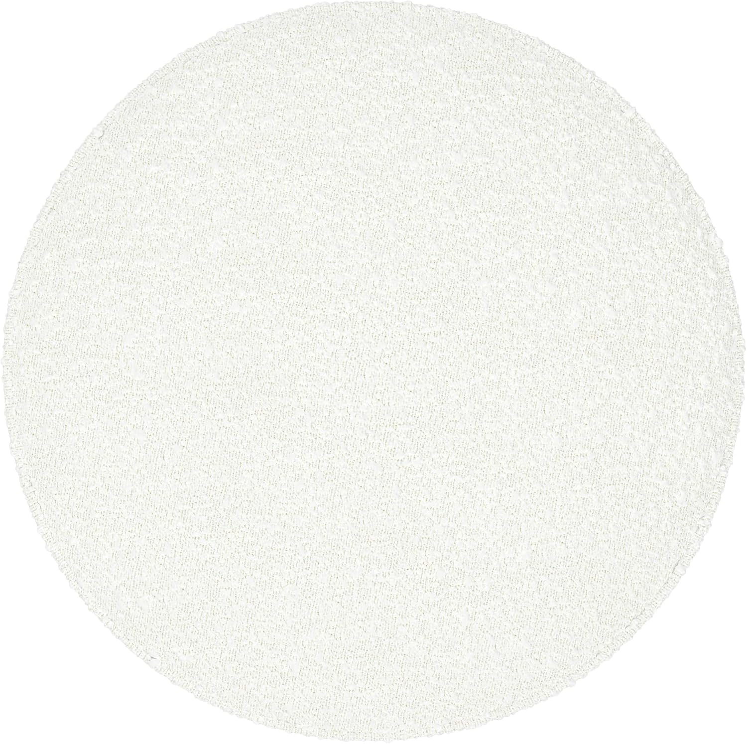 Spatial Order 22" Round Ottoman with Wooden Base - Cream Textural Fabric