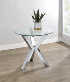 Coaster Home Furnishings Kenzie Round Tempered Glass Top End Side Table Chrome