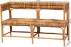 Bali & pari Adisa Natural Rattan Bench - Handcrafted Banquette with Woven Seagrass Seat and Open Back, Coastal Boho Accent Seating for Entryway, Dining or Living Room