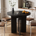 35.4" Round Dining Table for 4, Modern Wood Kitchen Table with 4 Sturdy Table Legs Farmhouse Circle Dinner Tables for Leisure, Coffee, Kitchen, Dining Room φ35.4" x 29.9"H, Black