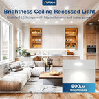 Amico 4 Pack 4 Inch 5CCT Ultra-Thin LED Recessed Dimmable Ceiling Light with Junction Box, 2700K/3000K/3500K/4000K/5000K Selectable, 10W Eqv 60W, 800Lumens, High Brightness Downlight - ETL&FCC