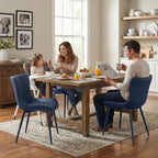 Kidol & Shellder Dining Chairs Set of 2, Mid Century Modern Kitchen Chairs with Metel Legs, PU Leather Upholstered Side Chair for Dining Room, Living Room, Lounge, Restaurant, Navy Blue