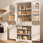 Gizoon Tall Kitchen Pantry Cabinet with Doors and Adjustable Shelves, White | 70'' Pantry Storage Cabinet with Drawer Freestanding Organizer for Small Kitchen Bathroom Laundry Room