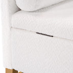 Merax Boucle Upholstered Storage Bench 50.8" End of Bed Bench with 2 Round Pillows & Solid Wood Legs, Ample Hidden Storage Space, Ottoman for Entryway Bedroom, Ivory