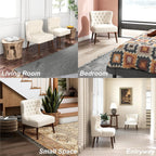 chairus Tufted Slipper Accent Chairs Set of 2, Linen Upholstered Armless Living Room Chairs with Nailhead Trim, Mid-Century Modern Wingback Side Chairs for Bedroom Office Reception, Cream White