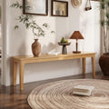 63" Solid Wood Dining Bench Entryway Bench Midcentury End of Bed Bench, Outdoor Bench,Rustic Home Décor Furniture Natural Wooden Slab Bench for Bedroom Household Dining Table (Nature)