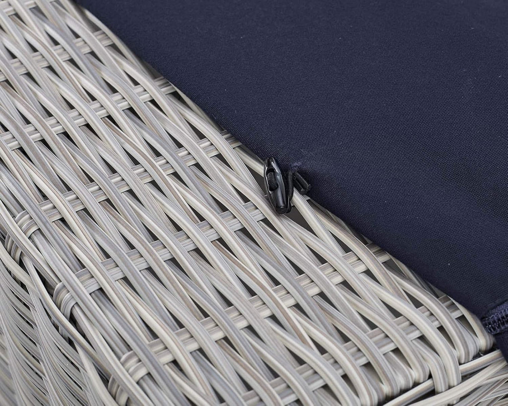 Conway Sunbrella® Outdoor Patio Wicker Rattan Ottoman in Light Gray Navy