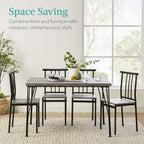 Best Choice Products 5-Piece Metal and Wood Indoor Modern Rectangular Dining Table Furniture Set for Kitchen, Dining Room, Dinette, Breakfast Nook w/ 4 Chairs - Gray