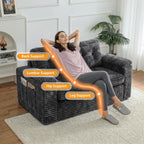 Loveseat Sofa for Living Room, Small Cloud Couch with Double-Density Foam Support, Removable Washable Corduroy Cover & 4 Pillows, Comfy Floor Sofa, Compact Couch for Small Spaces, Dark Grey